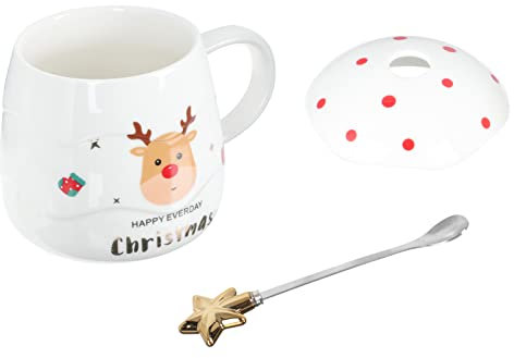 TOPBATHY Weihnachtsbecher mit Großem Fassungsvermögen Cartoon-haushaltsbecher Niedlicher Milchbecher für Wasser Kaffee und Feiern Hochwertige Verarbeitung Weihnachtliche Elemente