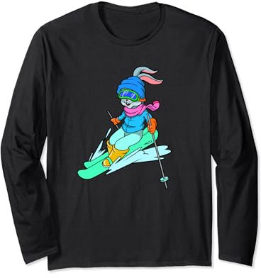 Comic Hase fährt Ski Langarmshirt
