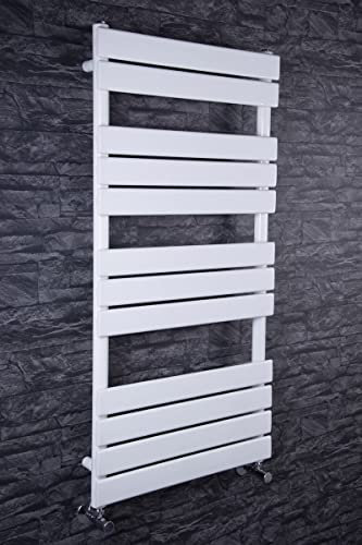 Warmehaus Flat Panel Heated Towel Rail Radiator Ladder Rad 1200 x 600mm Bathroom Central Heating White