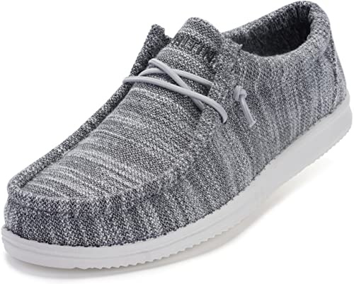 WHITIN Men's Slip-on Loafers Fashion Boat Shoes, Light Grey, 9