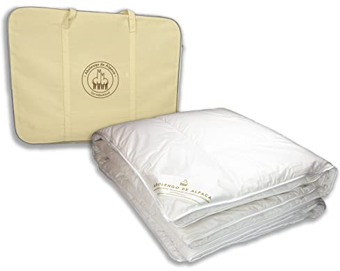 Abolengo de Alpaca Alpaka Wildentenflaum Luxus Bettdecke: ober Seite Daune (180g) + unter Seite Baby Alpaka (485g) Füllung, wohl temperiert und zugleich kuschelig warm, 135x200cm