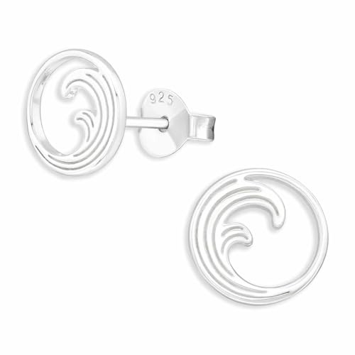 Monkimau Wellen Ohrstecker Ohrringe aus 925 Silber Schmuck Silberohrringe Medizinisch für Kinder Mädchen Damen Frauen