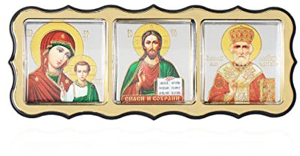NKlaus Autoplakette selbstklebende Ikone Triptych christlich orthodox 11325