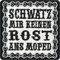 Biker Aufnäher Motorrad Aufbügler Schwatz mir keinen Rost ans Moped Patch zum annähen/aufbügeln | Leder Flicken mit Stickerei Geschenk Applikation für alle Stoffe | 75x75mm