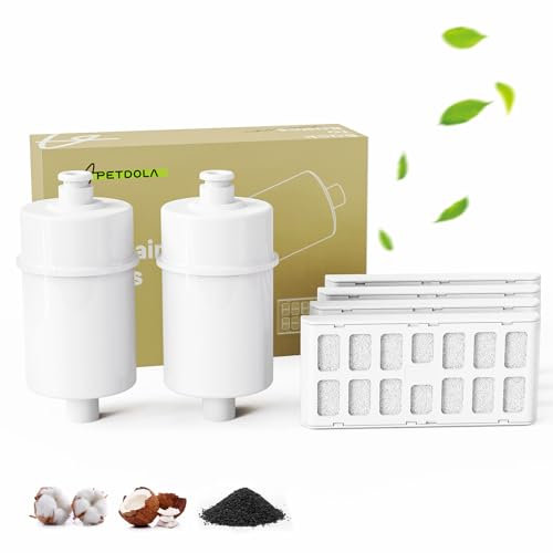APETDOLA Filtro de Fuente para Gatos, Paquete de 2 Filtros Ultra, Paquete de 4 Filtros de Carbón Activado para Fuente 3L FP50, Vida Útil de hasta 90 Días
