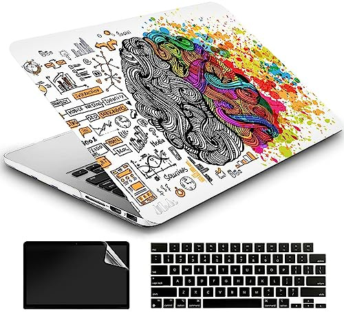 AMCJJ Kompatibel mit MacBook Air M1 Hülle 13 Zoll 2022 2021 2020 A2337/A2179 mit Retina,Schutzhülle Cover & EU Tastaturschutz & Displayschutz,Gehirn 2