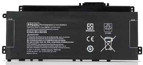AKKEE PP03XL PV03XL Laptop Battery for HP Pavilion x360 13-BB 14-DV 14-DW 14M-DW 14-DK 13-bb0xxx 14-dv0xxx 14-dw0xxx 14m-dw0xxx 14M-DW0023DX 14m-dw0013dx dw1013dx L83393-005 L83388-421 11.55V 43.3Wh