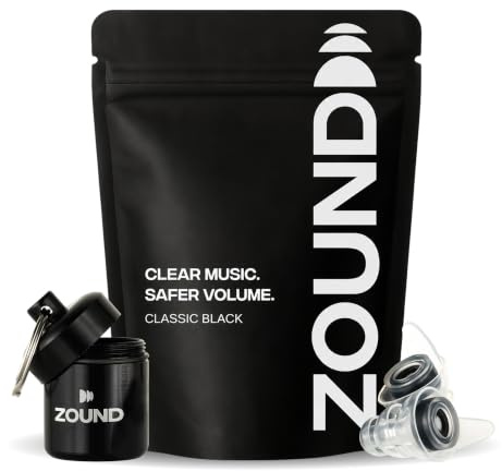 Zound High Fidelity Earplugs & Case for Concerts, Festivals, Sleep, Sporting Events - Noise Sensitivity - 2 Shell Sizes w/Filter - Premium Gift