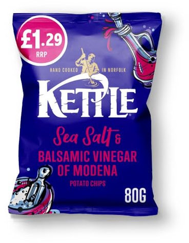 Kettle Chips Hand Cooked Potato Crisps 12 x 80g £1.39 (Salt & Balsamic Vinegar)