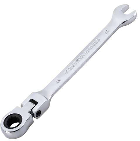 Gedlex Lllave Carraca 17mm, Llaves Inglesas de Acero al Cromo Vanadio, Llave Carraca Flexible 180° Ajustable y Llaves Fijas 15°, Resistente a la Abrasión, Antideslizante, Prevención de la Oxidación