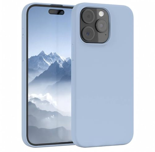 EAZY CASE Premium Silikon Handyhülle kompatibel mit iPhone 15 Pro Max Slimcover mit Kameraschutz und Innenfutter, Silikonhülle, Schutzhülle, Bumper, Handy Case, Hülle, Softcase, Hellblau