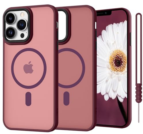 SupVict iPhone 12 Pro Case - Slim Translucent Matte Back, Shockproof Protective Cover - MagSafe Compatible - Dark Red