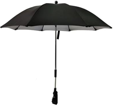 FINEVERNEK Sombrilla Carrito Bebe, Sombrilla para Cochecito de Bebé, Sombrilla Carrito Bebe Universal Anti UV con Abrazadera Ajustable, Sombrilla Carro Bebe para Cochecito, Negro