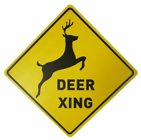 BTHUKO Schild Deer Xing Crossing, Aluminium, 30,5 x 30,5 cm