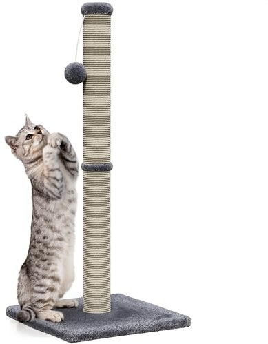 Avalo Kratzbaum mit Spielzeugball - 36x36x74 - Dunkelgrau - Katzenkratzbaum