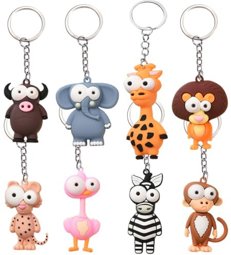 KDFSSIPE Porte-clés animaux de la jungle, mini porte-clés, porte-clés animal, pendentif amusant en 3D, fête sur le thème des animaux de la jungle, cadeaux d'anniversaire, cadeaux de fête pour enfants