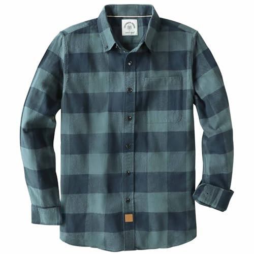 Dubinik® Chemise Flanelle Homme Chemise Homme Manches Longues 100% Coton Casual Confort Chemise Carreaux Homme avec Poche