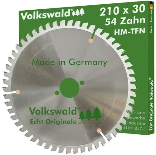 Volkswald ® HM-Sägeblatt TFN 210 x 30 mm Z = 54 Aluminium Messing Rohre Flacheisen und Winkeleisen sowie Thermofaserplatten für Tischkreissäge Kappsäge Handkreissäge