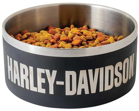 Harley-Davidson Gamelle isotherme à double paroi en acier inoxydable pour animal domestique - Petite taille - Noir