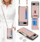 SailorTech Handyhülle für Google Pixel 7a Etui mit Kartenfach, Google Pixel 7a Hülle mit Verstellbarer Halskette, Google Pixel 7a Handytasche mit Reißverschluss Geldbörse-Roségold