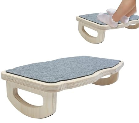 Schreibtisch Zubehör: Fußstütze und Fußhocker aus Holz, Fußwippe Büro - rutschfeste Fußablage mit Wippfunktion. Foot Rest Under Desk fur homeoffice.