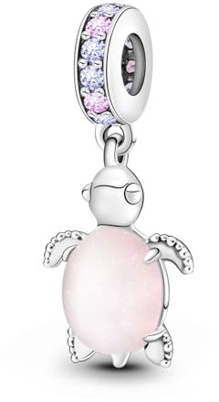 Ruaidhra Sterling Silber S925 Schildkröte Rose Charms & Beads für Damen,Family,Blume Glühwürmchen Schildkröte Moments Rosa Charm Anhänger für Armbänder,Sicherheitskette,Geschenk für Frauen Geburtstag