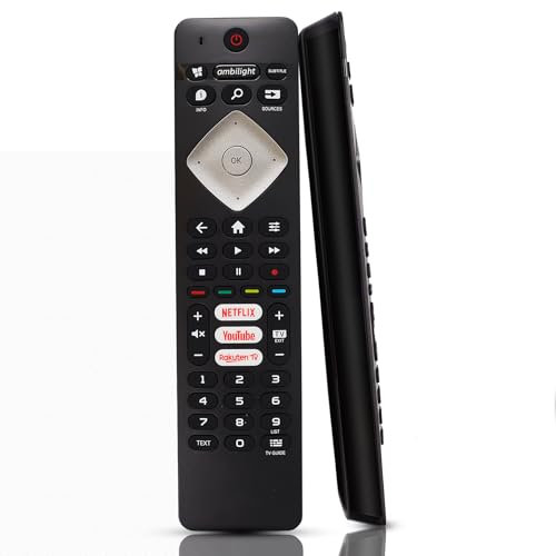 Universeller Ersatz für die Philips TV-Fernbedienung für alle Philips LCD LED Smart TVs, Keine Einrichtung erforderlich, Philips-Fernbedienung für TV mit Netflix-, YouTube- und Rakuten TV-Tasten