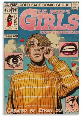 Gufatoo Lil Poster Peep Music Comics Vintage-Musikposter für Zimmer, ästhetische Leinwand, Wandkunst, Schlafzimmerdekoration, 40 x 60 cm