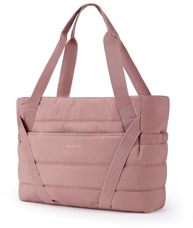 bagsmart Yoga Mat Bag, Gym Tote Bag with Multi Pockets for Women Sport Pilates Tote with Wash Pocket for Fitness Office Daily Travel, Dark Pink