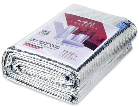 AggSound 6mm Isolante a bolle riflettente, 121,9cm x 3m, Doppio foglio in alluminio, Per tutte le stagioni, ideale per finestre, Isolante Termico