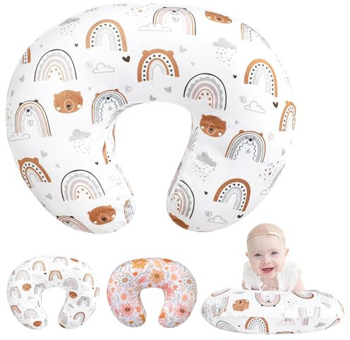 Federa per cuscino per allattamento al seno, federa rimovibile per allattamento al seno, motivo carino, per ragazze e ragazzi, 69 x 52 cm (bianco)