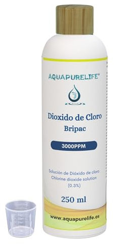 AQUAPURELIFE ® CDS/CDL 250 ml - 3000 ppm - CDS -Activado 0,3% - Envase de Plastico Especial HDPE Blanco - Fabricación Reciente