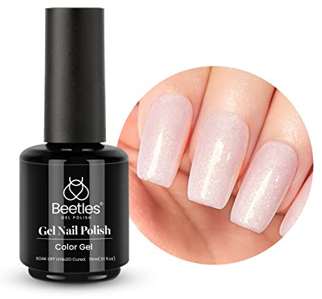 Beetles UV Gel Nagellack DIY - 15 ml Nude Pink Gel Polish Translucent Ablösbarer Gellack Maniküre Nageldesign Geschenk für Frauen Anfänger Nail Art