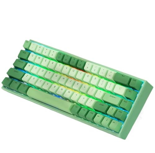 PYRIOLHI Keyboard Ladies Keyboard -68 Bluetooth Mechanical keyboard - Wireless three-mode tablet office laptop keyboard - Silent keyboard(Green)