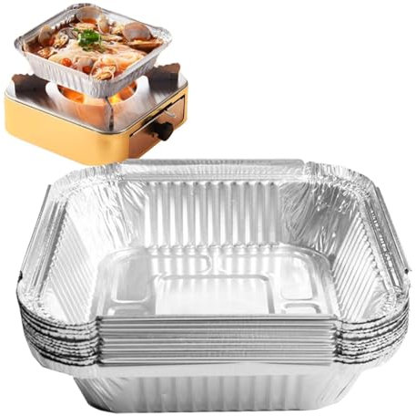 Freidora de aire rectangular: bandejas de aluminio, recipientes para alimentos | Caja rectangular de papel de aluminio, 20 bandejas de papel de aluminio para freidora de aire, caja de papel de hojalat
