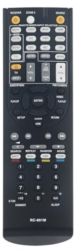 AULCMEET RC-801M Ersatzfernbedienung Kompatibel mit Onkyo AV Receiver Network 3D Home Cinema TX-NR609, TX-NR616, TX-NR709 HT-S7400 TX-NR515 TX-SR309 HT-R648 HT-R990