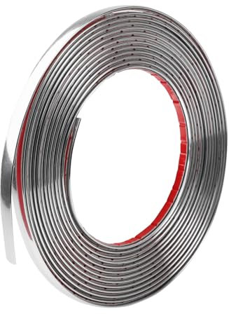 Silver Wall Molding Trim, 6m × 10mm Peel and Stick Corner Angle Trim Self Adhesive, Inside & Outside Corner Trim, Flexible Metallic Mirror Frame Edging Decorative Strip for Ceiling Windows Tables Cars