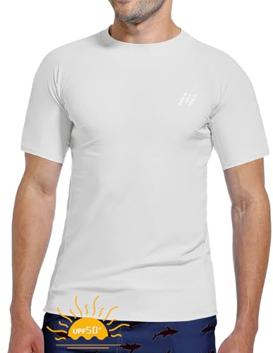 MEETWEE Men Swimming Shirt UV Swim Top Short/Long Sleeve UPF 50+ Rash Guard Vest T-Shirt Sun Protection Surfing Diving
