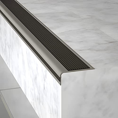 Treppenkantenprofil aus Gummi, rutschfest, PVC, selbstklebend, für Innen- und Außenbereich, Schwarz, 100 cm