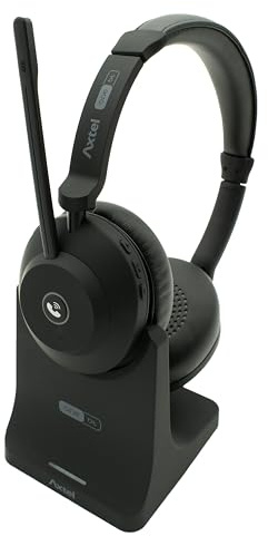 Axtel ONE Bluetooth Stereo Headset with USB-A, Charging Station, Noise Cancelling, 40 mm Driver, Black