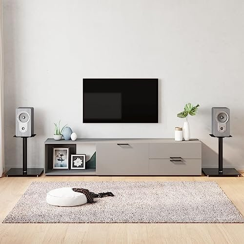 1 Paire de Pieds D'Enceintes, Support D'enceinte pour Haut-parleurs, Universel Pieds Enceintes, Support Enceinte Home Cinema, Facile À Assembler, Noir Verre trempé 1 Pilier