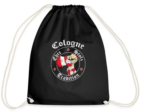 Spreadshirt Cologne Ehre Stolz Tradition Fanpower Turnbeutel, One size, Schwarz
