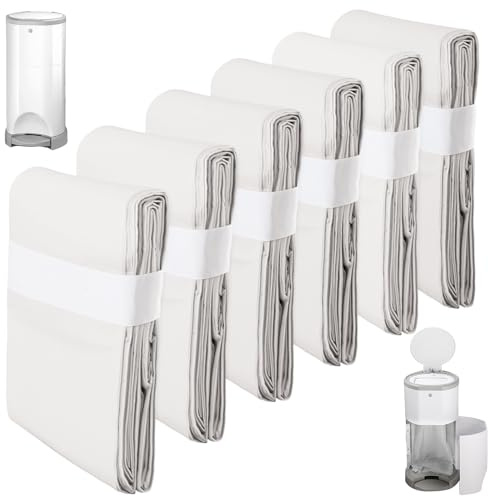 6 Stück Windeleimer Nachfüllfolie Kompatibel mit Korbell, 16L Nachfüllbeutel Nachfüllfolie Windeleimer Müllbeutel Windeltasche Windelentsorgungsbeutel, Geruchsdicht, Weiß