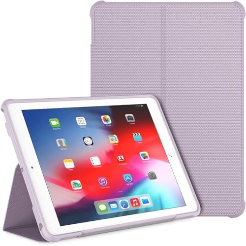 TXWLLIU Hülle für iPad 6. Generation/iPad 5. Generation 9,7 Zoll 2018/2017, Doppelt Faltbarer Ständer mit Stoßfester TPU-Rückseite, Automatischem Schlafen/Aufwachen, Hellviolett