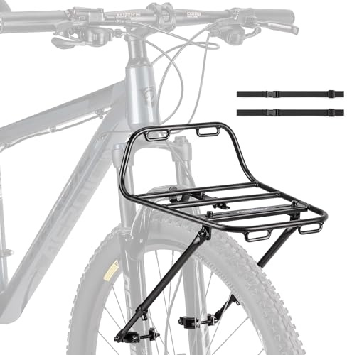 PINNAMAX Porte-Bagages Avant de vélo, Porte-Bagages Avant avec barreaux, Support à Pizza en Aluminium à Monter sur Le Devant, pour VTT, vélos gravels et vélos de Tourisme