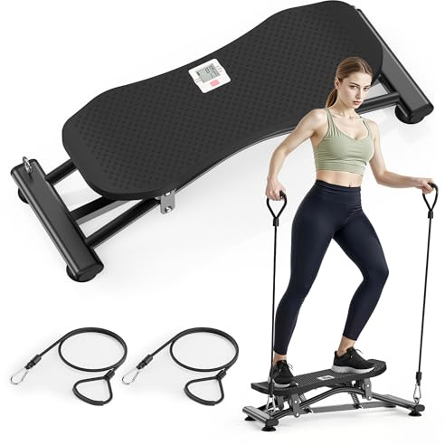RYGEO Balance Board Widerstandsbasiertes Fitnessgerät Stepper für Zuhause mit LCD-Monitor für Aerobic Ski Trainer bis 150kg Belastung für Bein/Po/Taillen-Twister