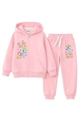 Bluey, Girls Hooded Tracksuit, Hoodie & Trousers, Light Pink, Age 2-3 Years