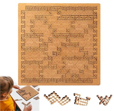 Fraktal-Tablettpuzzle, Fractal Tray Puzzle, Mind-Bending Challenging No-Image Puzzles, Unregelmäßiges Holzpuzzle für alle Altersgruppen, Kreatives Labyrinth für Familienfeiern (Style-C)
