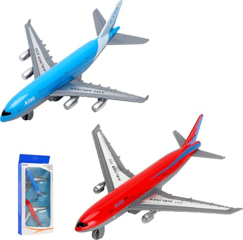 2PCS Airbus A380 Flugzeug Spielzeug – Flugzeug Modell mit Rückziehfunktion