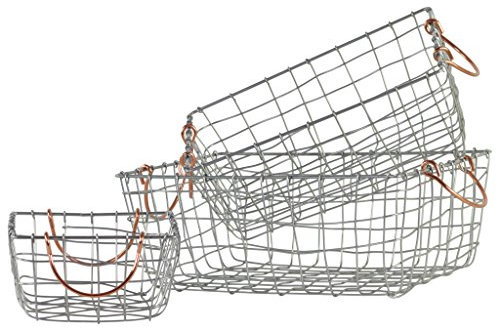 Urban Trends Rechteck Drahtkorb mit Mesh Design, Silber/Kupfer